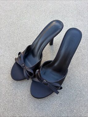 Black Bow Slide Heels